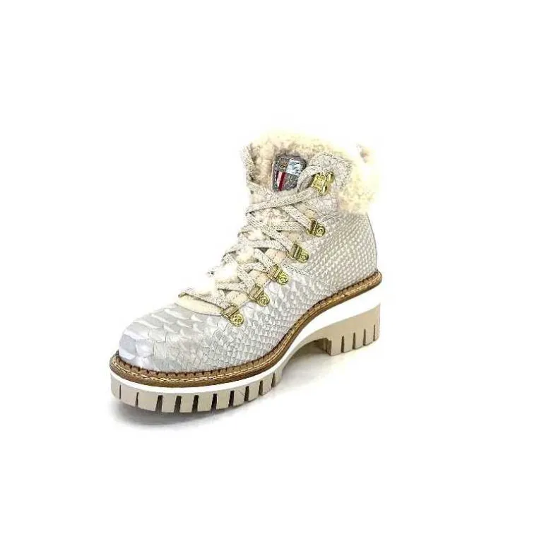 new italia Bottines Fourrées 2415464 Cuir Perla &amp; Doré Blanc Online