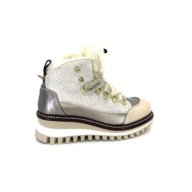 new italia Bottines Fourrées 24154646 Perla Cuir &amp; Doré Blanc Store