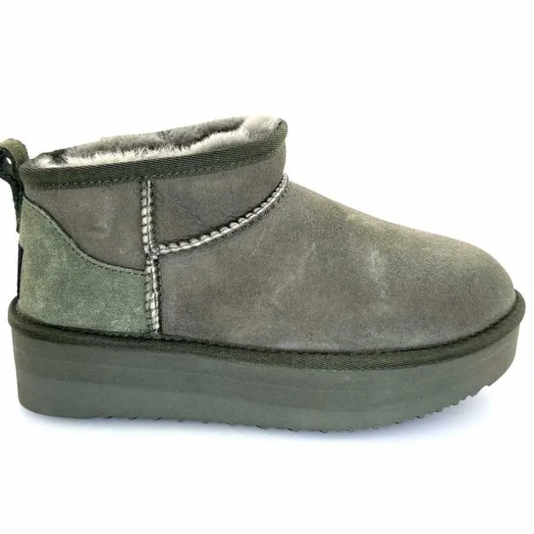 sweet heritage Bottines Fourrées Patineuse Daim Vert Discount