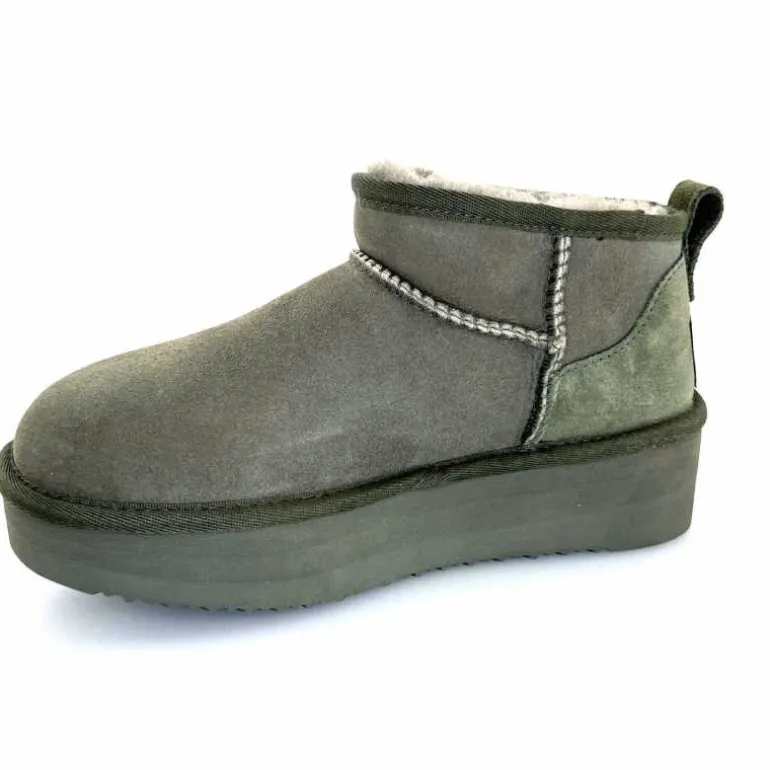 sweet heritage Bottines Fourrées Patineuse Daim Vert Discount