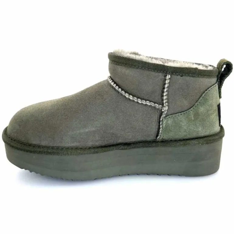 sweet heritage Bottines Fourrées Patineuse Daim Vert Discount
