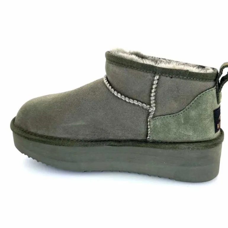 sweet heritage Bottines Fourrées Patineuse Daim Vert Discount