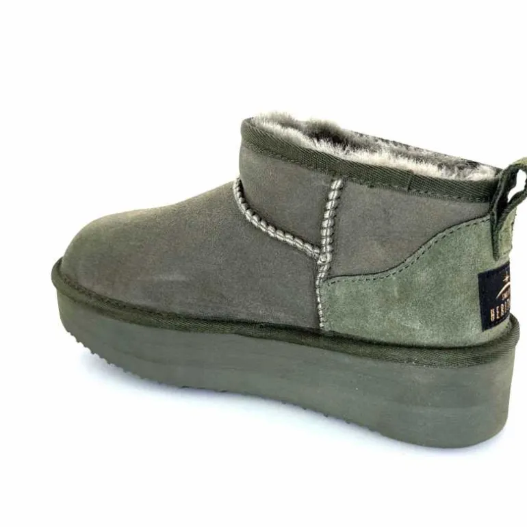 sweet heritage Bottines Fourrées Patineuse Daim Vert Discount