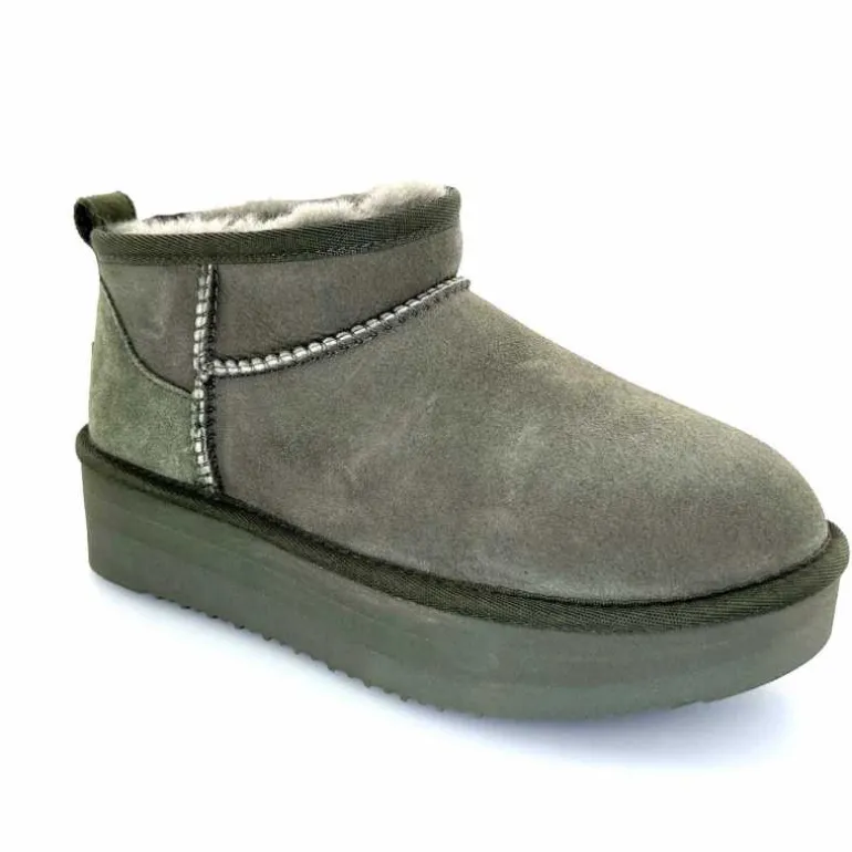 sweet heritage Bottines Fourrées Patineuse Daim Vert Discount