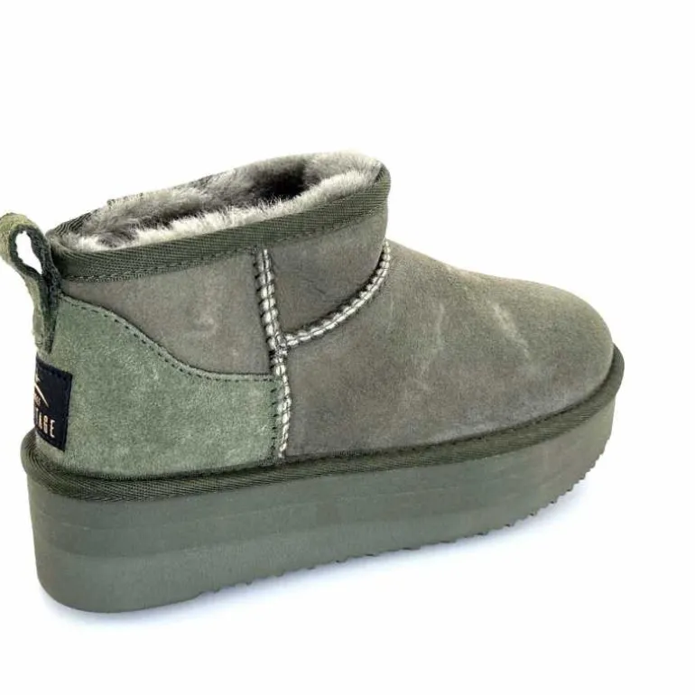 sweet heritage Bottines Fourrées Patineuse Daim Vert Discount