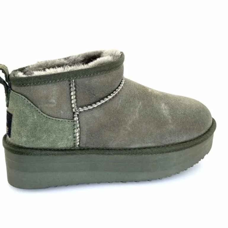 sweet heritage Bottines Fourrées Patineuse Daim Vert Discount