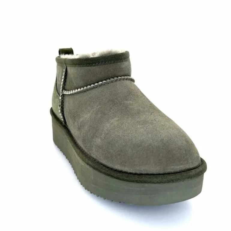 sweet heritage Bottines Fourrées Patineuse Daim Vert Discount
