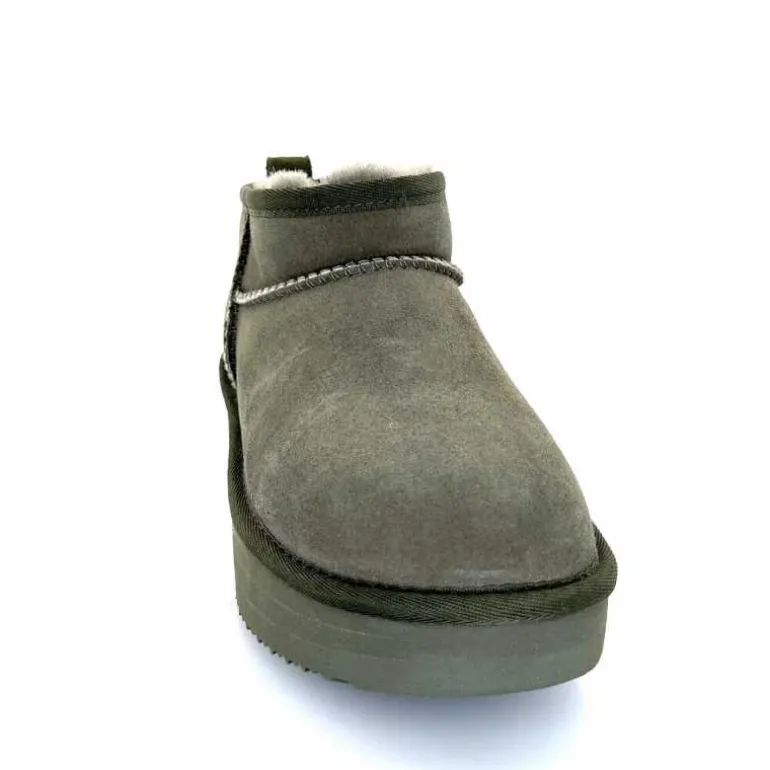 sweet heritage Bottines Fourrées Patineuse Daim Vert Discount