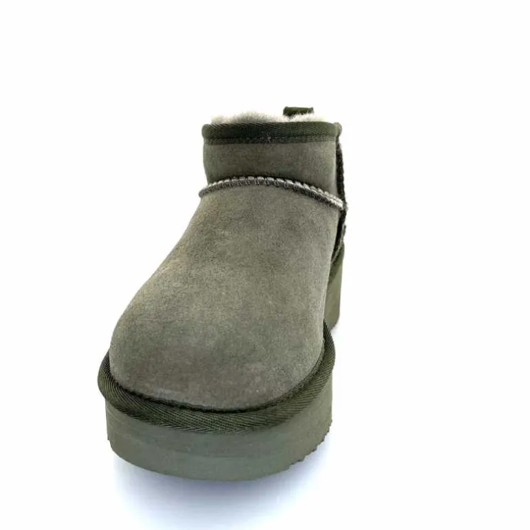 sweet heritage Bottines Fourrées Patineuse Daim Vert Discount
