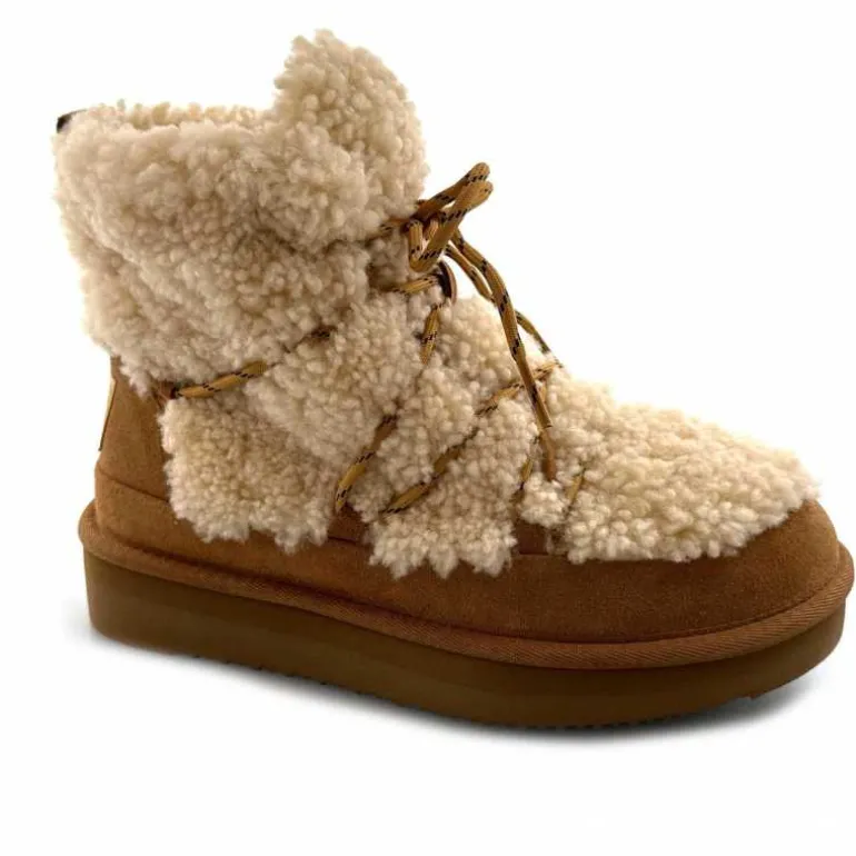 sweet heritage Bottines Fourrées Praz Daim Fourrure Camel Discount