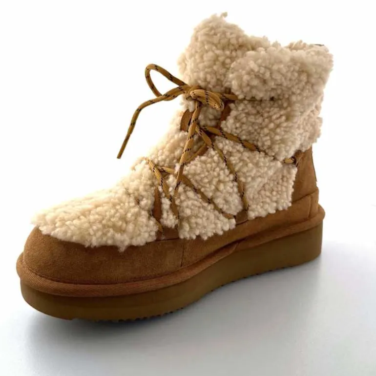 sweet heritage Bottines Fourrées Praz Daim Fourrure Camel Discount