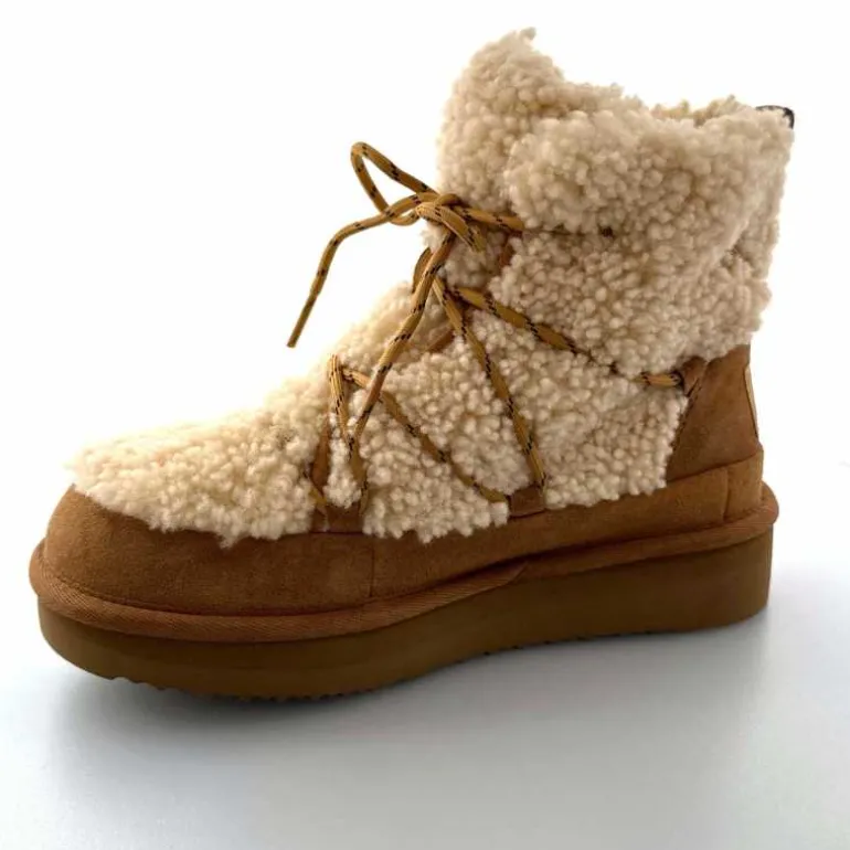 sweet heritage Bottines Fourrées Praz Daim Fourrure Camel Discount