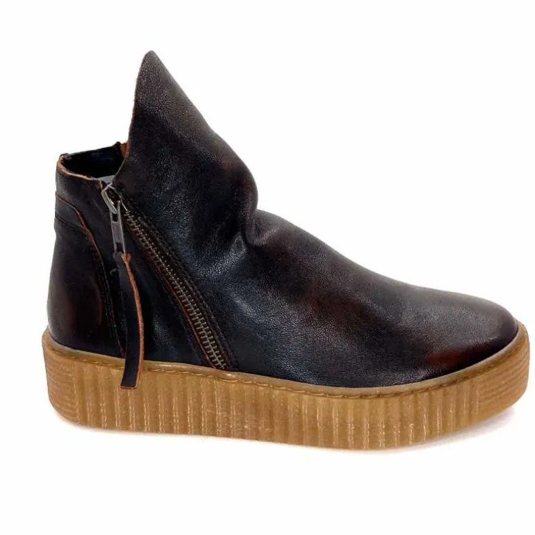 follia dolce Bottines Ivoire 411 Cuir Foncé Marron Best