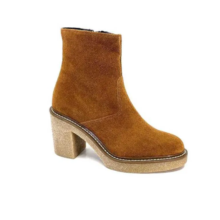 Ivoire0104a Bottines Ivoire 52245 Daim Cognac Cheap