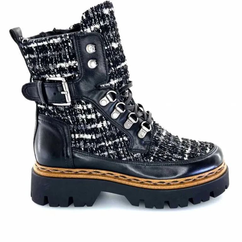 Mjus Bottines L43204 401 Cuir Textile Tweed Noir Best Sale