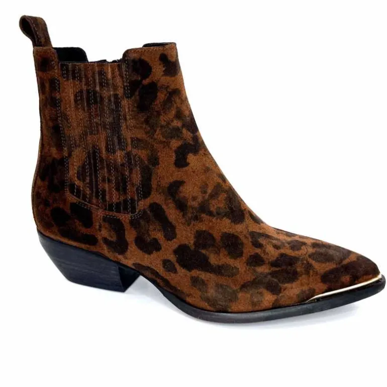 Ivoire0341a Bottines Santiags Ivoire Ar230p Daim Léo Léopard Shop