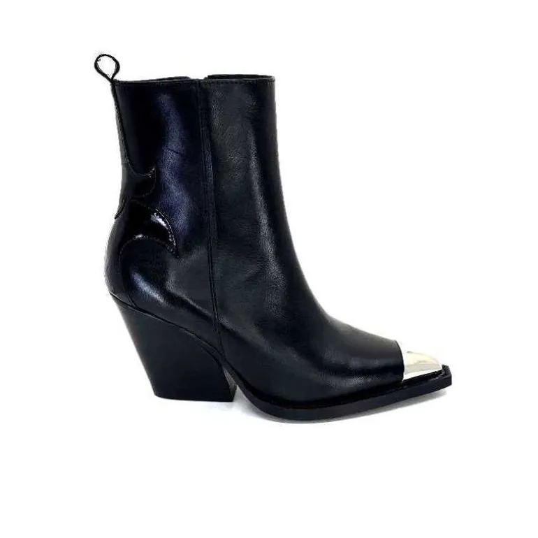 take a walk Bottines Santiags Ivoire L39620 Cuir Noir Cheap
