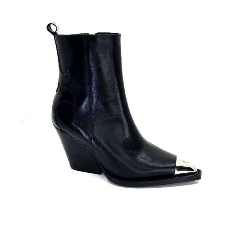 take a walk Bottines Santiags Ivoire L39620 Cuir Noir Cheap