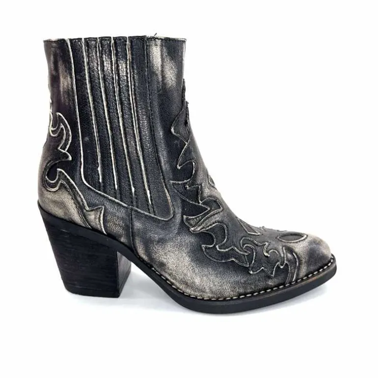 Minka Bottines Santiags Horlene Cuir Gris GrisFoncé Store