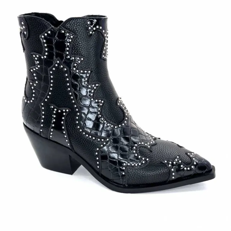 noa harmon Bottines Santiags 9098 Cuir Noir Shop