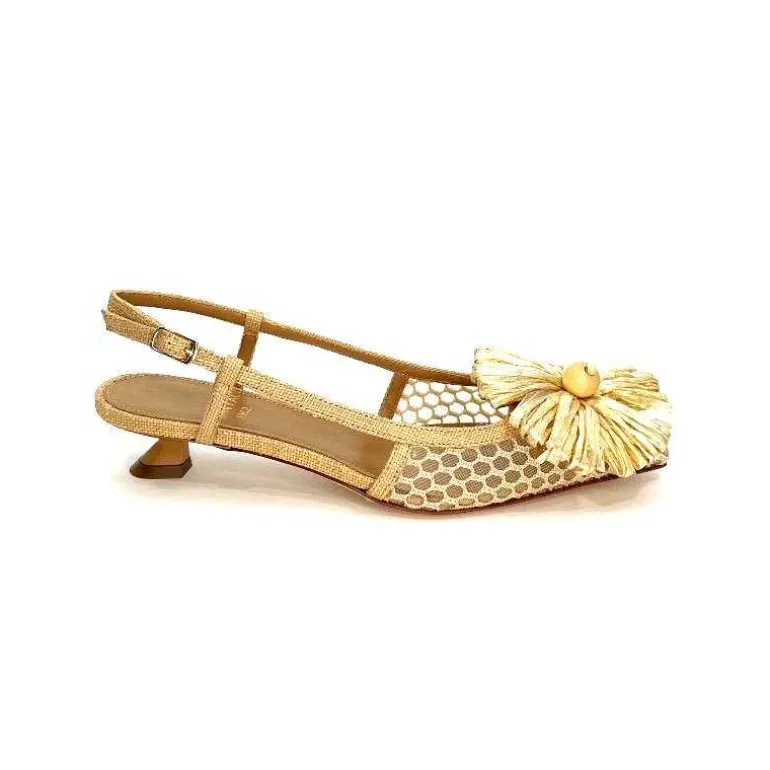 chantal Escarpins Bride Arrière 2211 Textile Raffia Beige Online