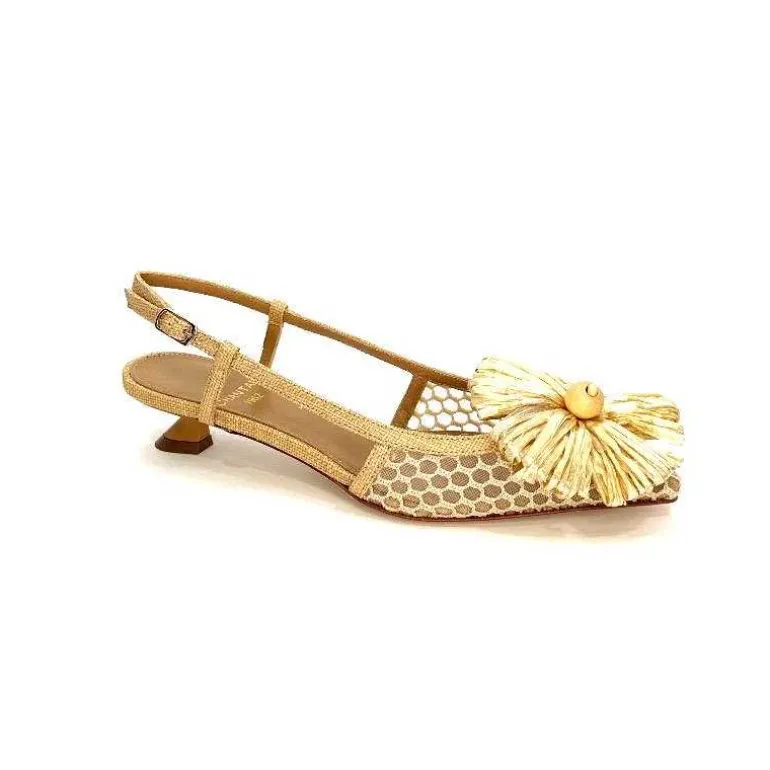 chantal Escarpins Bride Arrière 2211 Textile Raffia Beige Online