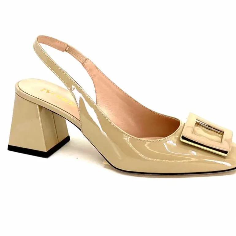 Evaluna Escarpins Bride Arrière Ivoire 6551 Cuir Vernis Mesisa Beige Online