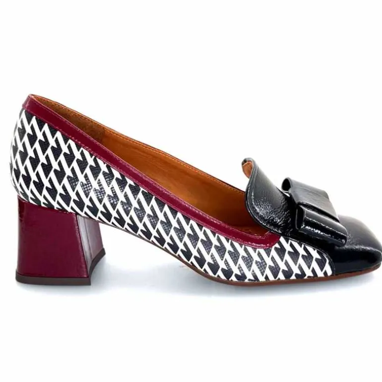 Chie Mihara Escarpins Vilana Cuir Blanc Bordeau Noir Cheap