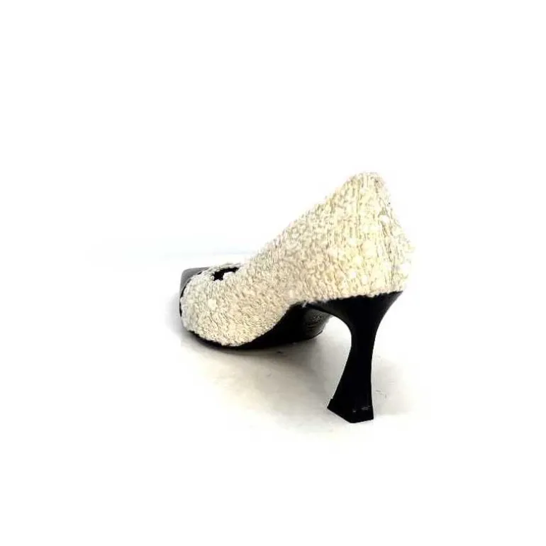 moon flower - enzo di martino Escarpins Enzo Di Martino Eli 715 Textile Cuir Vernis Noir Crème Fashion