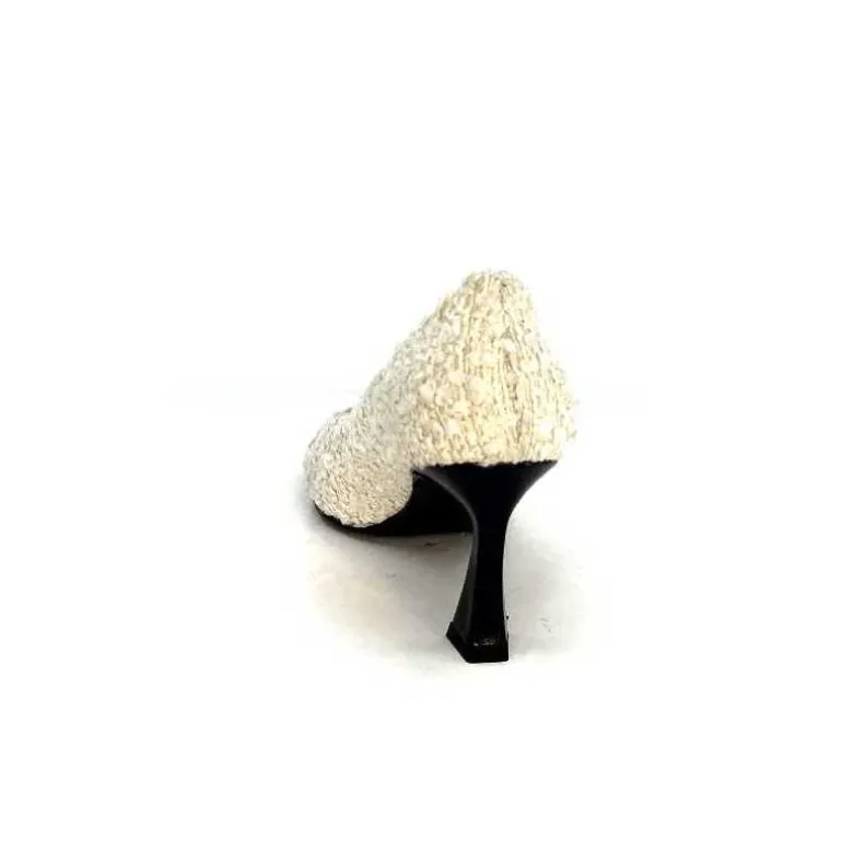 moon flower - enzo di martino Escarpins Enzo Di Martino Eli 715 Textile Cuir Vernis Noir Crème Fashion