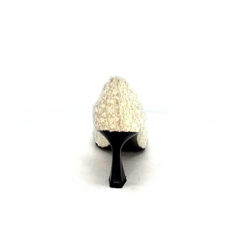 moon flower - enzo di martino Escarpins Enzo Di Martino Eli 715 Textile Cuir Vernis Noir Crème Fashion