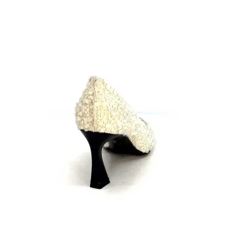 moon flower - enzo di martino Escarpins Enzo Di Martino Eli 715 Textile Cuir Vernis Noir Crème Fashion