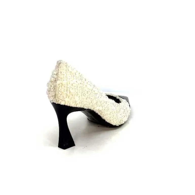 moon flower - enzo di martino Escarpins Enzo Di Martino Eli 715 Textile Cuir Vernis Noir Crème Fashion