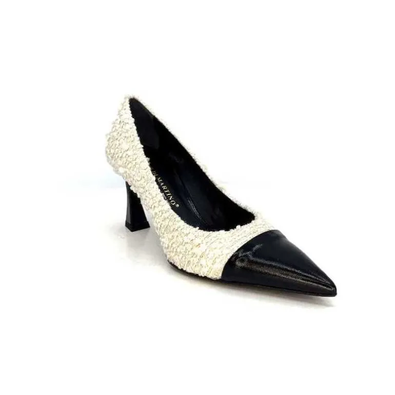moon flower - enzo di martino Escarpins Enzo Di Martino Eli 715 Textile Cuir Vernis Noir Crème Fashion