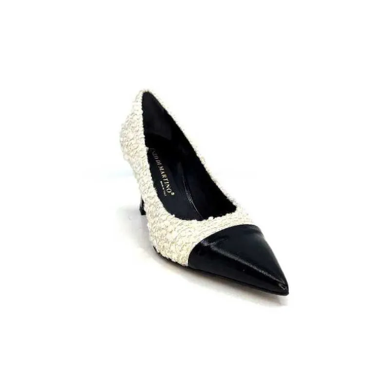 moon flower - enzo di martino Escarpins Enzo Di Martino Eli 715 Textile Cuir Vernis Noir Crème Fashion