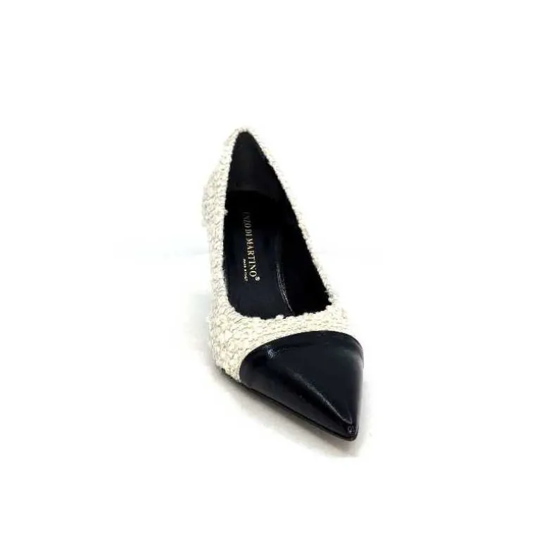 moon flower - enzo di martino Escarpins Enzo Di Martino Eli 715 Textile Cuir Vernis Noir Crème Fashion