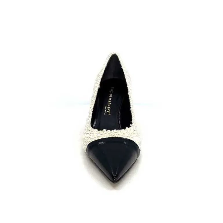 moon flower - enzo di martino Escarpins Enzo Di Martino Eli 715 Textile Cuir Vernis Noir Crème Fashion