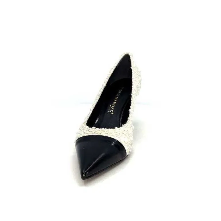 moon flower - enzo di martino Escarpins Enzo Di Martino Eli 715 Textile Cuir Vernis Noir Crème Fashion