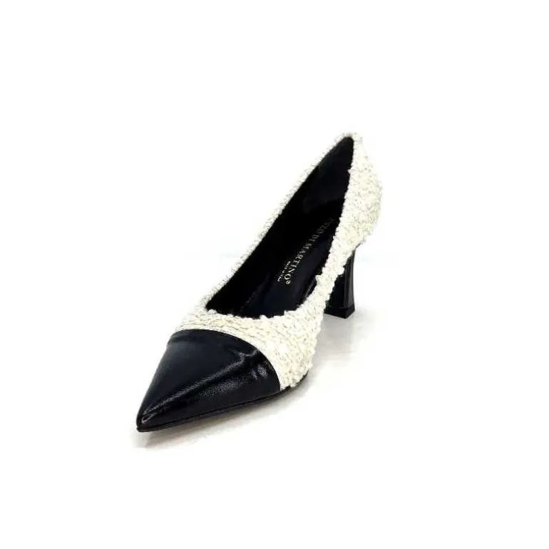 moon flower - enzo di martino Escarpins Enzo Di Martino Eli 715 Textile Cuir Vernis Noir Crème Fashion