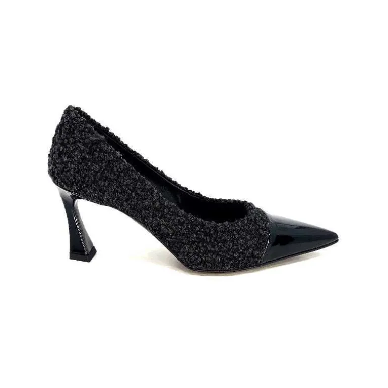 moon flower - enzo di martino Escarpins Enzo Di Martino Eli 715 Textile Cuir Vernis Noir New