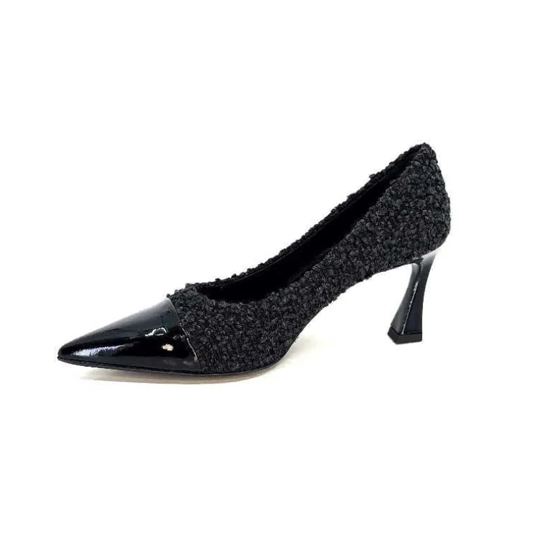 moon flower - enzo di martino Escarpins Enzo Di Martino Eli 715 Textile Cuir Vernis Noir New