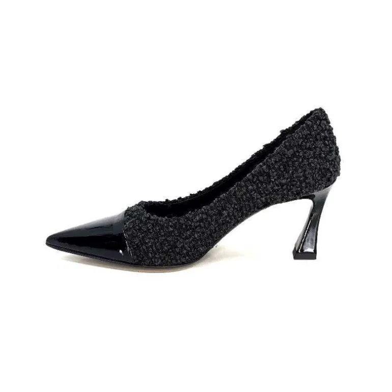 moon flower - enzo di martino Escarpins Enzo Di Martino Eli 715 Textile Cuir Vernis Noir New