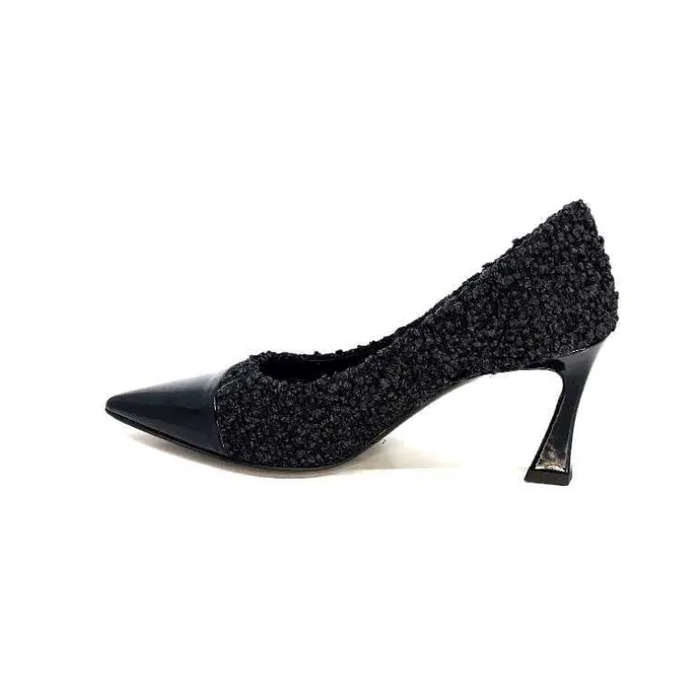 moon flower - enzo di martino Escarpins Enzo Di Martino Eli 715 Textile Cuir Vernis Noir New