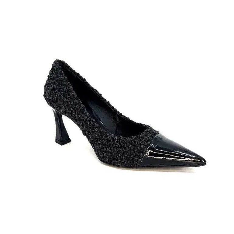 moon flower - enzo di martino Escarpins Enzo Di Martino Eli 715 Textile Cuir Vernis Noir New