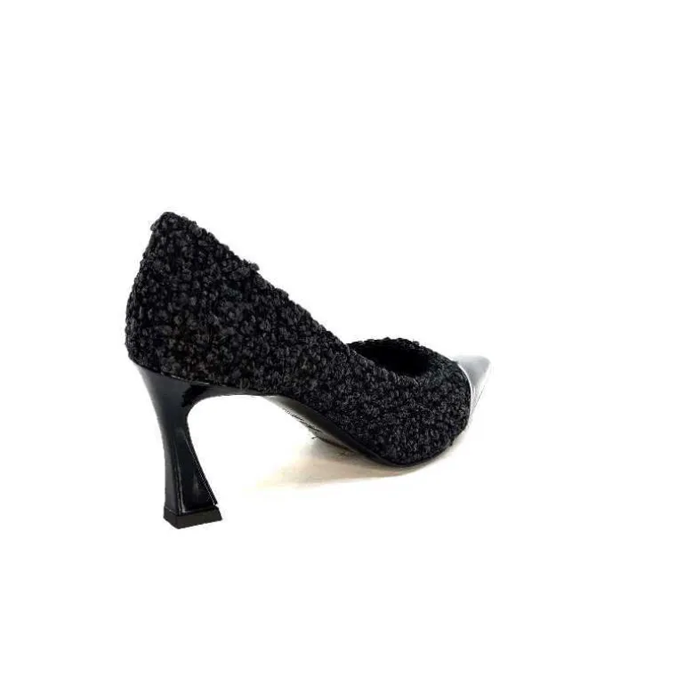 moon flower - enzo di martino Escarpins Enzo Di Martino Eli 715 Textile Cuir Vernis Noir New