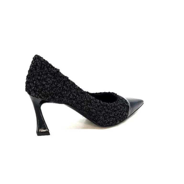 moon flower - enzo di martino Escarpins Enzo Di Martino Eli 715 Textile Cuir Vernis Noir New