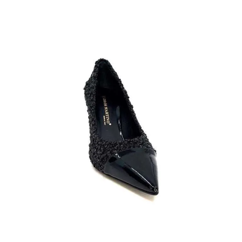 moon flower - enzo di martino Escarpins Enzo Di Martino Eli 715 Textile Cuir Vernis Noir New