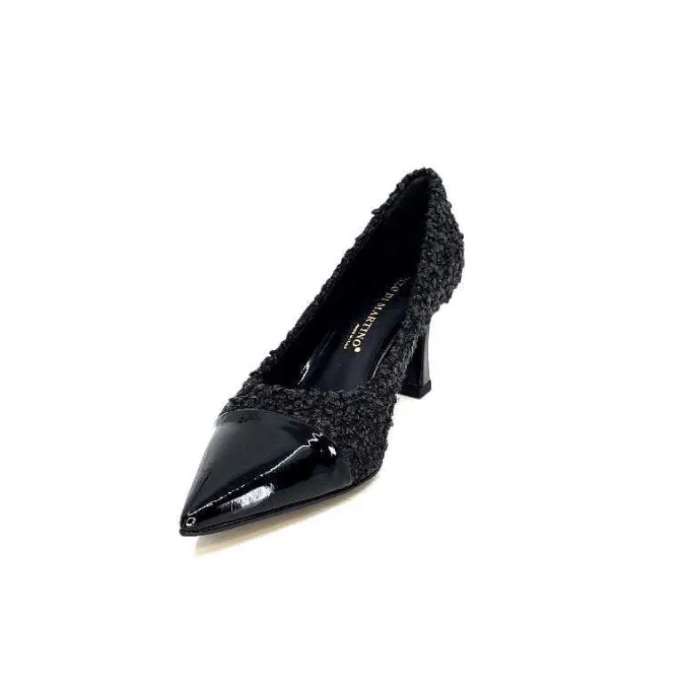 moon flower - enzo di martino Escarpins Enzo Di Martino Eli 715 Textile Cuir Vernis Noir New