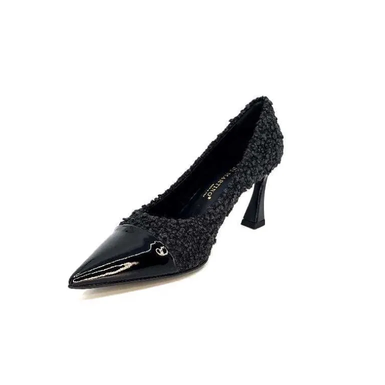 moon flower - enzo di martino Escarpins Enzo Di Martino Eli 715 Textile Cuir Vernis Noir New