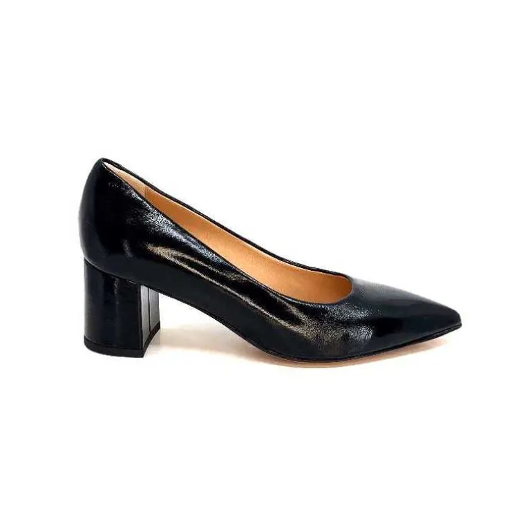 franco russo napoli fgr Escarpins Ivoire 1601 Cuir Vernis Noir Cheap